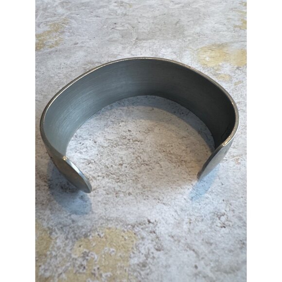 Floral Etched Pewter Bracelet by Larkspur 900-7 - Picture 6 of 6